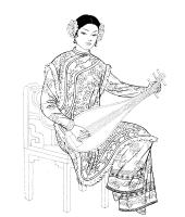 A coloring page of chinese clothing